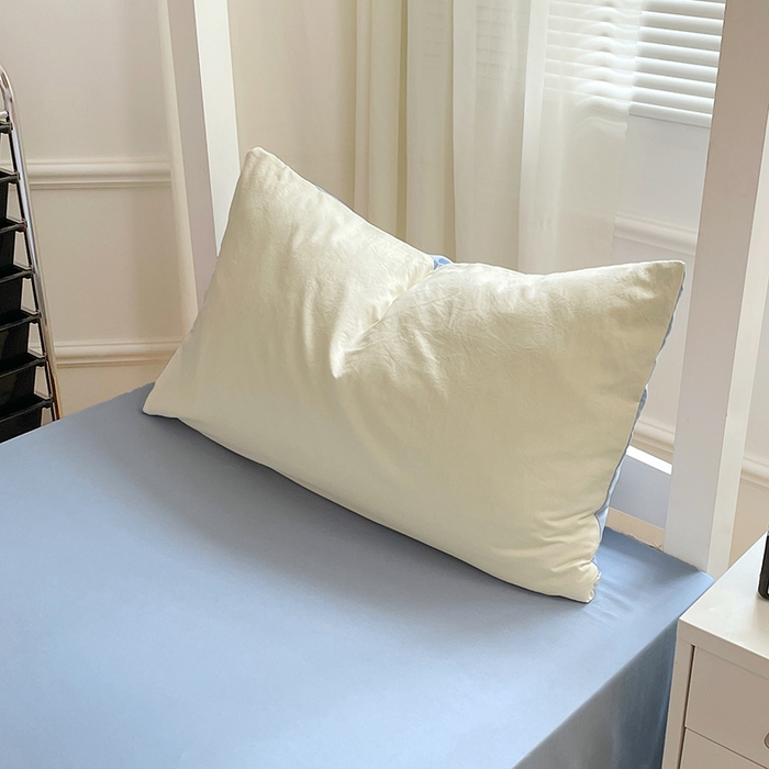 91家纺网 家纺一手货源 找家纺 梦卓家纺 2025新款学生宿舍上下铺纯色水洗棉三件套 天蓝椰冰