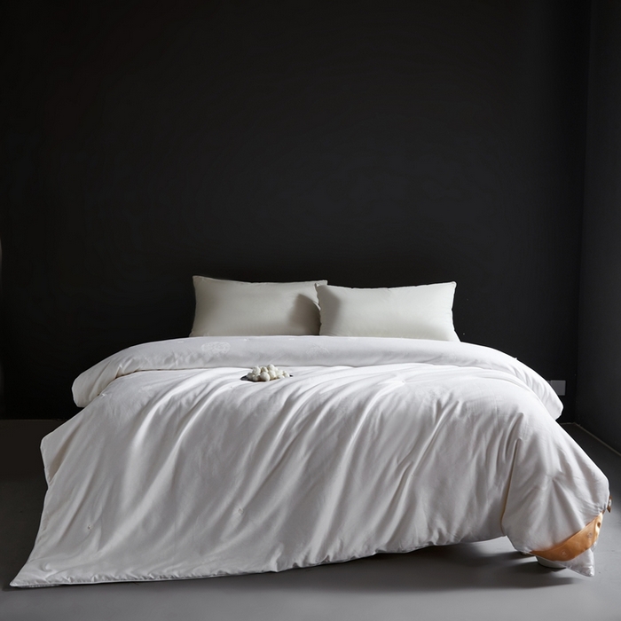 91家纺网 家纺一手货源 找家纺 金同成 2025新款婚庆被冬被子母被春秋被四季被60支全棉龙凤喜字提花蚕丝被 雪莹白