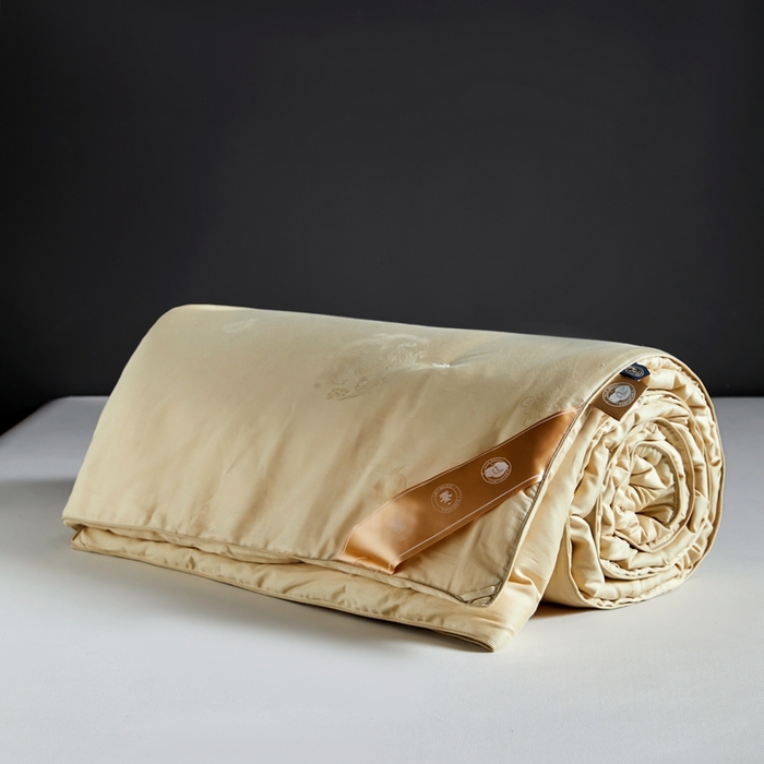 91家纺网 家纺一手货源 找家纺 金同成 2025新款婚庆被冬被子母被春秋被四季被60支全棉龙凤喜字提花蚕丝被 香槟金