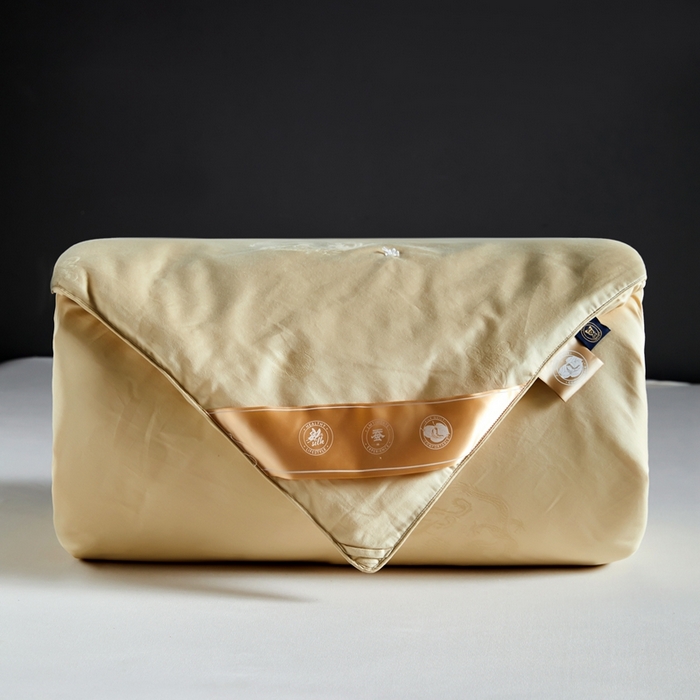 91家纺网 家纺一手货源 找家纺 金同成 2025新款婚庆被冬被子母被春秋被四季被60支全棉龙凤喜字提花蚕丝被 香槟金