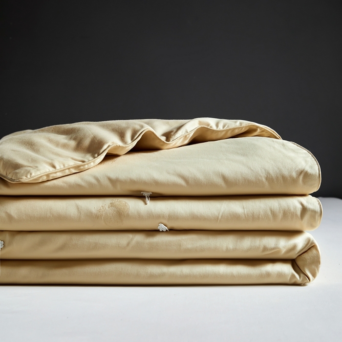 91家纺网 家纺一手货源 找家纺 金同成 2025新款婚庆被冬被子母被春秋被四季被60支全棉龙凤喜字提花蚕丝被 香槟金