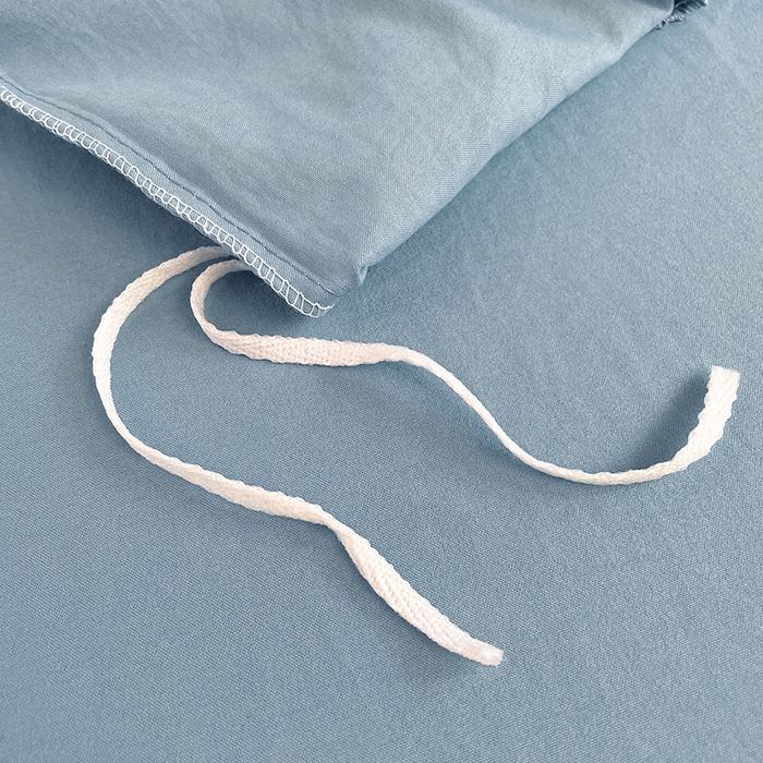 91家纺网 家纺一手货源 找家纺 梦卓家纺 2025新款学生宿舍上下铺纯色水洗棉三件套 雾霾蓝