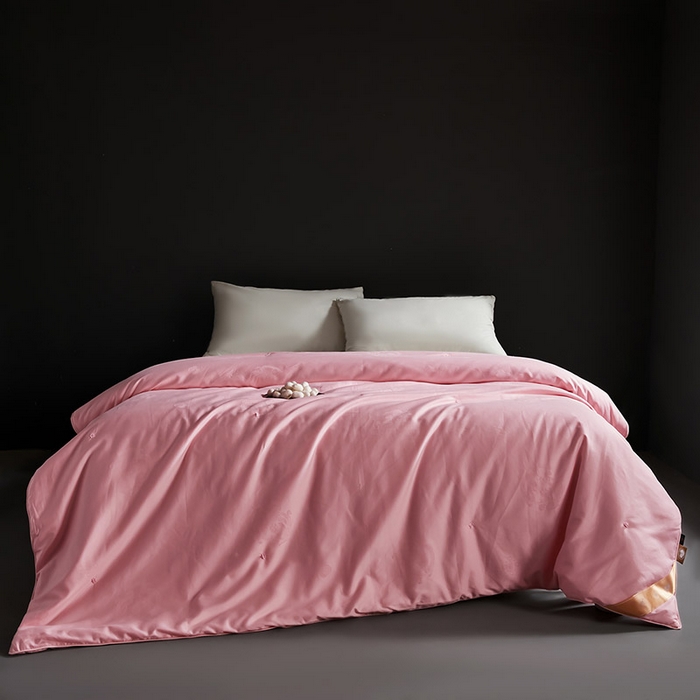 91家纺网 家纺一手货源 找家纺 金同成 2025新款婚庆被冬被子母被春秋被四季被60支全棉龙凤喜字提花蚕丝被 丁香玉