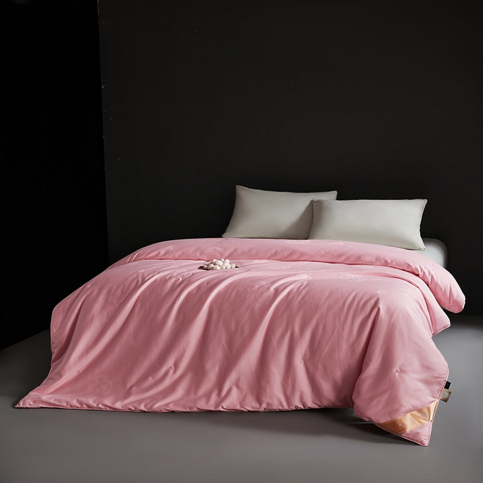 91家纺网 家纺一手货源 找家纺 金同成 2025新款婚庆被冬被子母被春秋被四季被60支全棉龙凤喜字提花蚕丝被 丁香玉