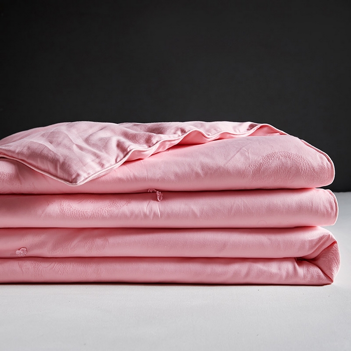 91家纺网 家纺一手货源 找家纺 金同成 2025新款婚庆被冬被子母被春秋被四季被60支全棉龙凤喜字提花蚕丝被 丁香玉