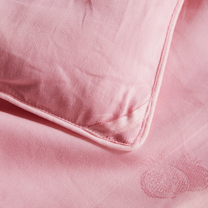 91家纺网 家纺一手货源 找家纺 金同成 2025新款婚庆被冬被子母被春秋被四季被60支全棉龙凤喜字提花蚕丝被 丁香玉