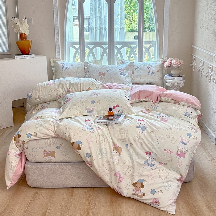 91家纺网 家纺一手货源 找家纺 （总1）安逸家纺 12868 新款全棉床笠四件套床罩学生纯棉床笠款三件套