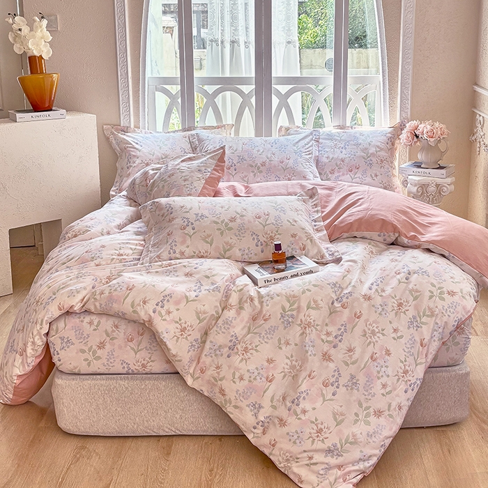 91家纺网 家纺一手货源 找家纺 （总1）安逸家纺 12868 新款全棉床笠四件套床罩学生纯棉床笠款三件套