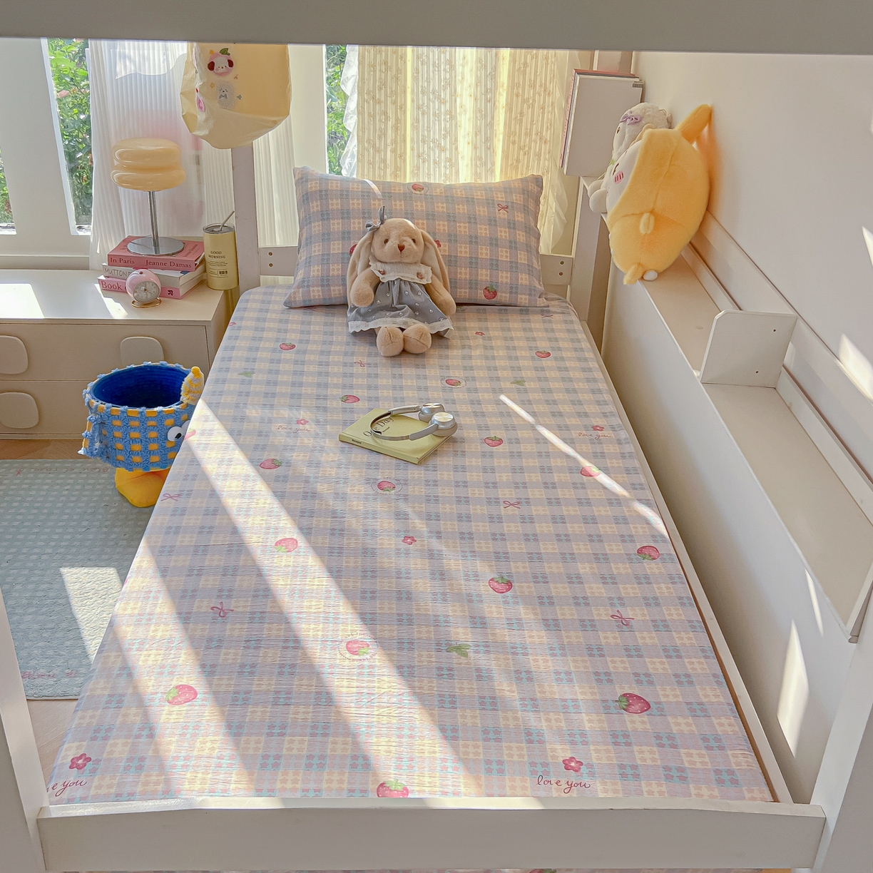 91家纺网 家纺一手货源 找家纺 （总）韩巢家纺 2025新款双层纱学生宿舍寝室床笠单件单床笠上下铺防滑床单床垫套