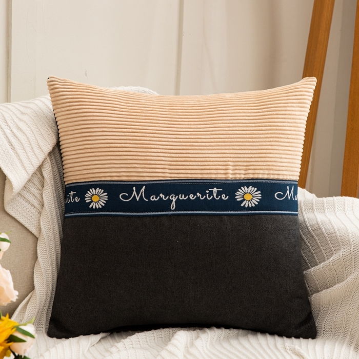 91家纺网 家纺一手货源 找家纺 （总）新奇异 2025新款罗柑菊拼接抱枕（支持定制）