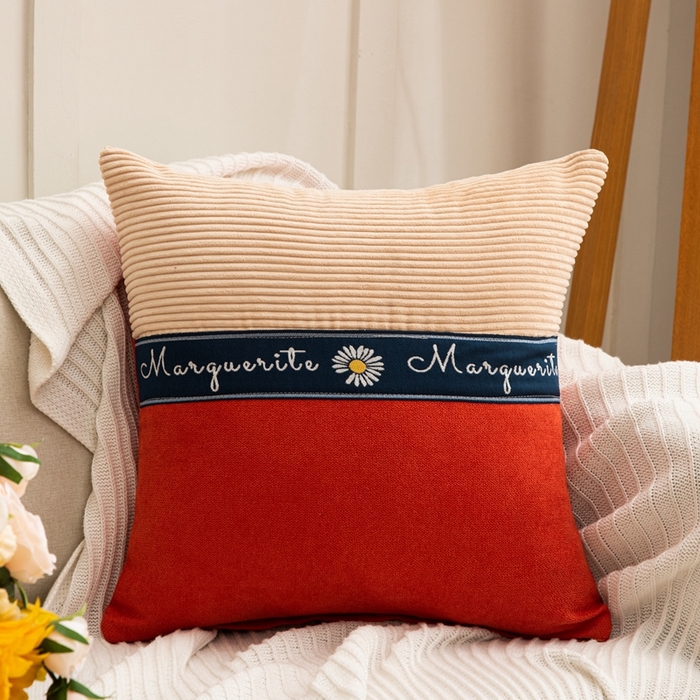 91家纺网 家纺一手货源 找家纺 （总）新奇异 2025新款罗柑菊拼接抱枕（支持定制）