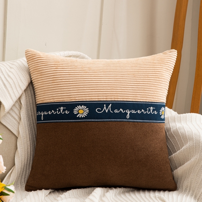 新奇异 2025新款罗柑菊拼接抱枕（支持定制） 罗柑菊-咖色