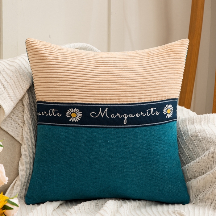 新奇异 2025新款罗柑菊拼接抱枕（支持定制） 罗柑菊-蓝色