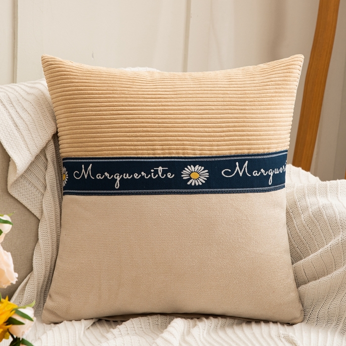 新奇异 2025新款罗柑菊拼接抱枕（支持定制） 罗柑菊-驼色