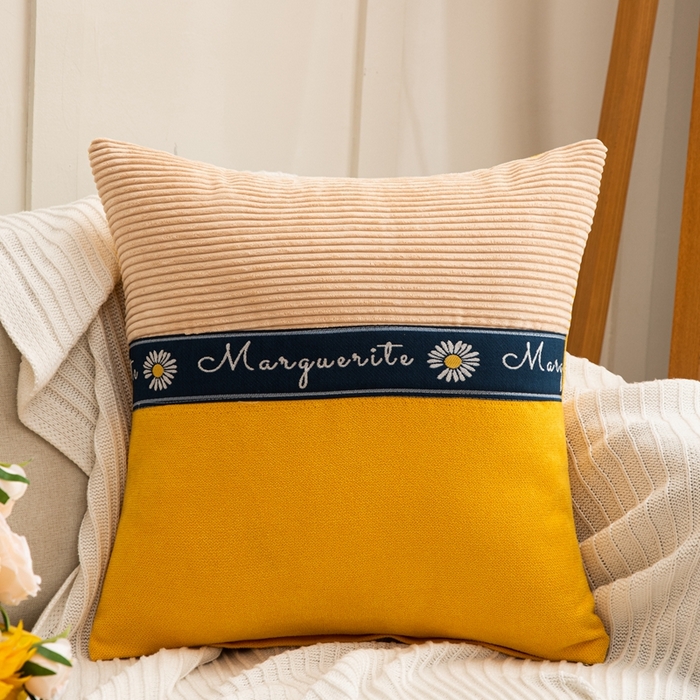 91家纺网 家纺一手货源 找家纺 （总）新奇异 2025新款罗柑菊拼接抱枕（支持定制）