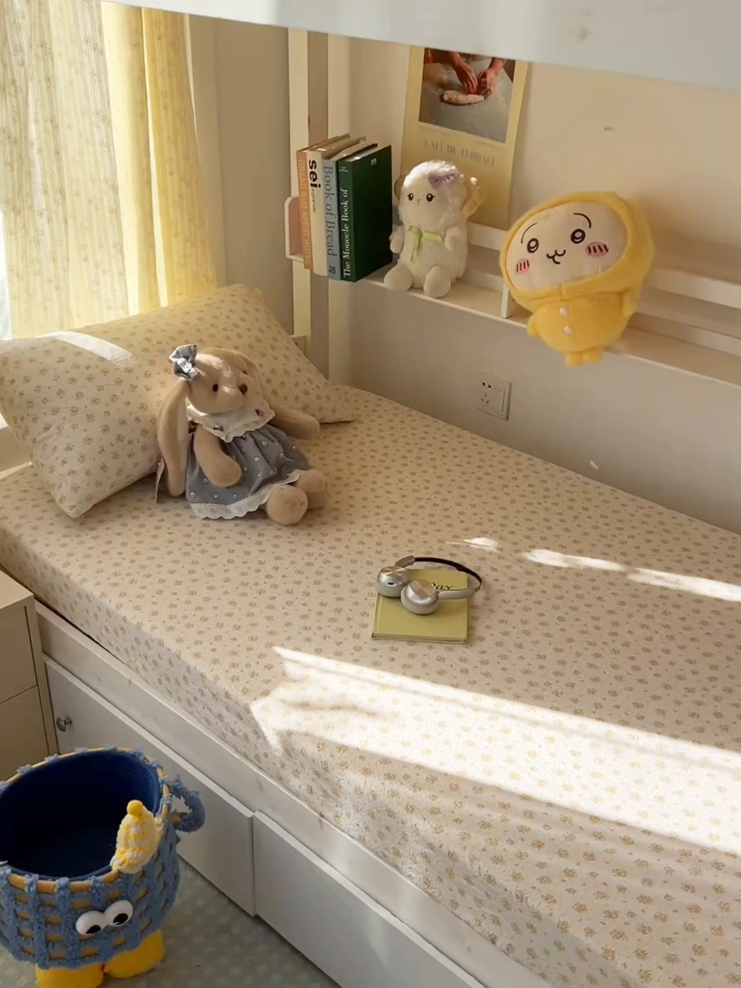 91家纺网 家纺一手货源 找家纺 韩巢家纺 2025新款双层纱学生宿舍寝室床笠单件单床笠上下铺防滑床单床垫套 橘子海