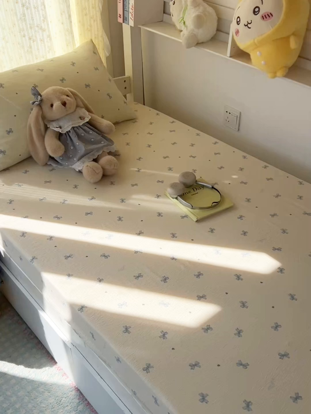 91家纺网 家纺一手货源 找家纺 韩巢家纺 2025新款双层纱学生宿舍寝室床笠单件单床笠上下铺防滑床单床垫套 蓝相思