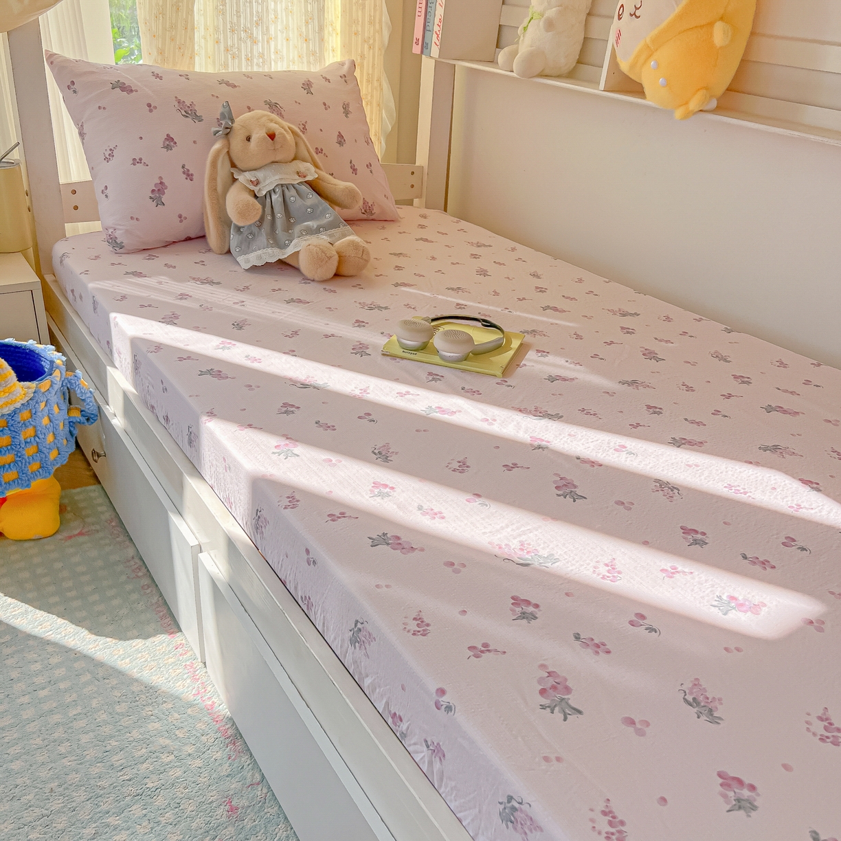 91家纺网 家纺一手货源 找家纺 韩巢家纺 2025新款双层纱学生宿舍寝室床笠单件单床笠上下铺防滑床单床垫套 葡萄七分甜