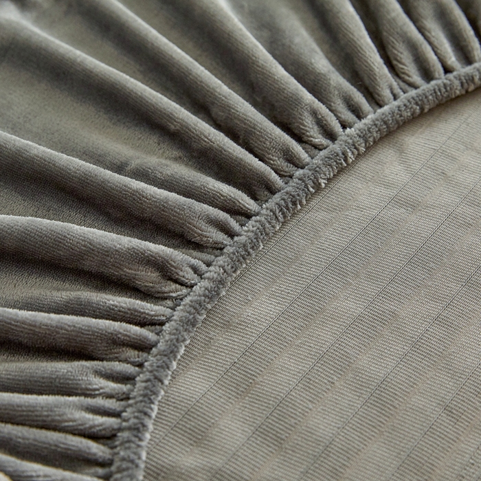 91家纺网 家纺一手货源 找家纺 欧邦 2025新款兔兔绒牛奶绒抽条床笠 抽条床笠-深灰