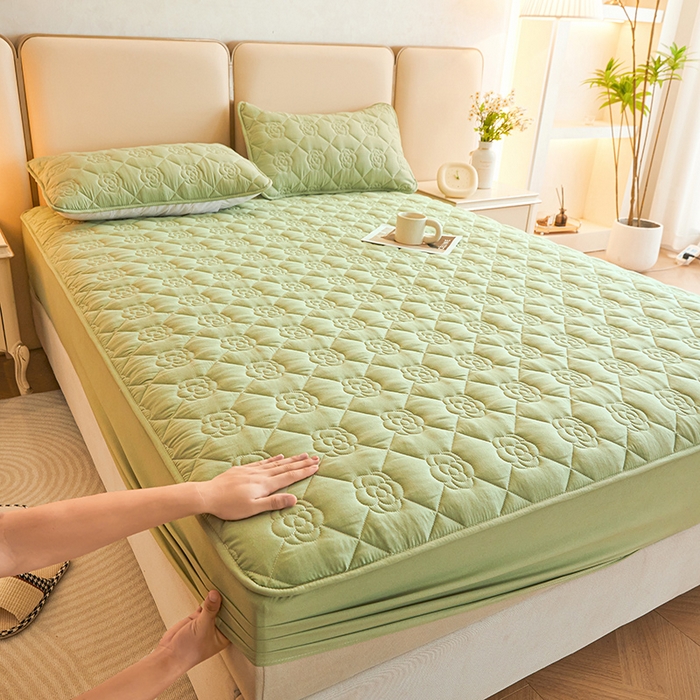 91家纺网 家纺一手货源 找家纺 （总）小萌虎2025新款A类原棉大豆防水款夹棉床笠