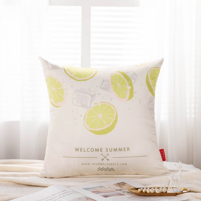 91家纺网 家纺一手货源 找家纺 新奇异 2025新款柠檬仿真丝抱枕 （支持定制） 冰爽柠檬