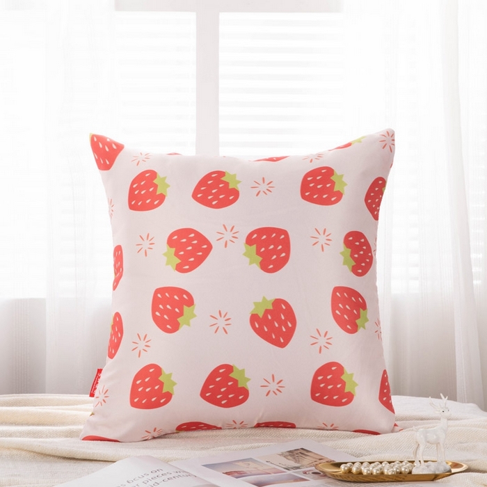 新奇异 2025新款柠檬仿真丝抱枕 （支持定制） 夏日草莓