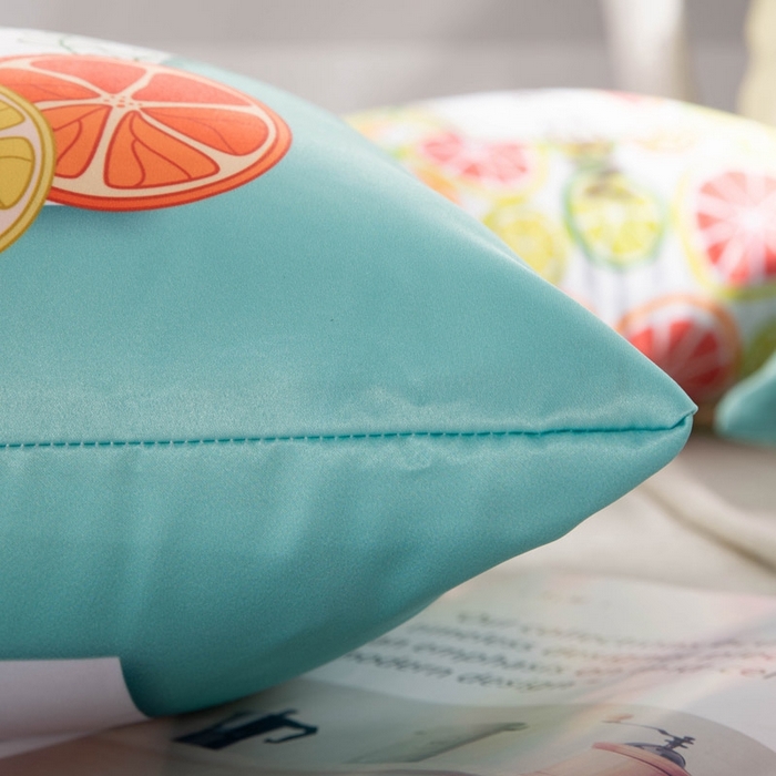 91家纺网 家纺一手货源 找家纺 新奇异 2025新款柠檬仿真丝抱枕 （支持定制） 夏日时光