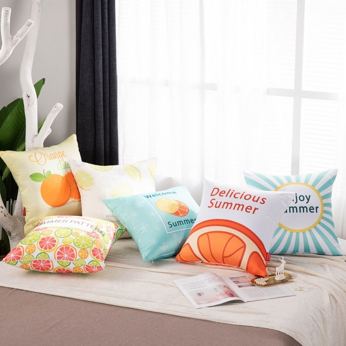 91家纺网 家纺一手货源 找家纺 新奇异 2025新款柠檬仿真丝抱枕 （支持定制） 组合图仅供展示