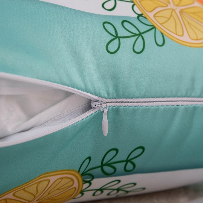 91家纺网 家纺一手货源 找家纺 新奇异 2025新款柠檬仿真丝抱枕 （支持定制） 夏日时光