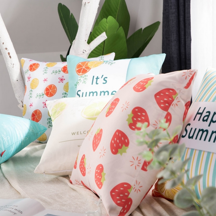 91家纺网 家纺一手货源 找家纺 新奇异 2025新款柠檬仿真丝抱枕 （支持定制） 组合图仅供展示