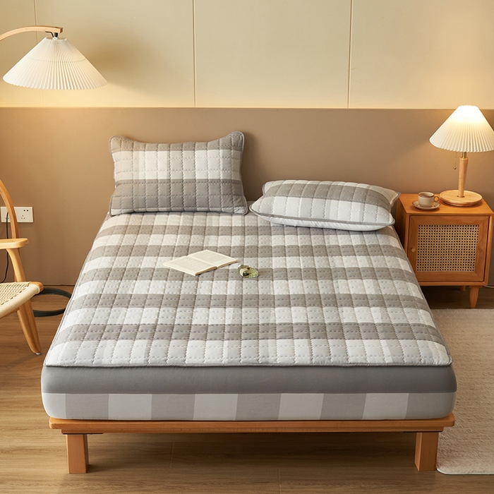 91家纺网 家纺一手货源 找家纺 （总）小萌虎2025新款无印风格水洗棉麻夹棉床笠