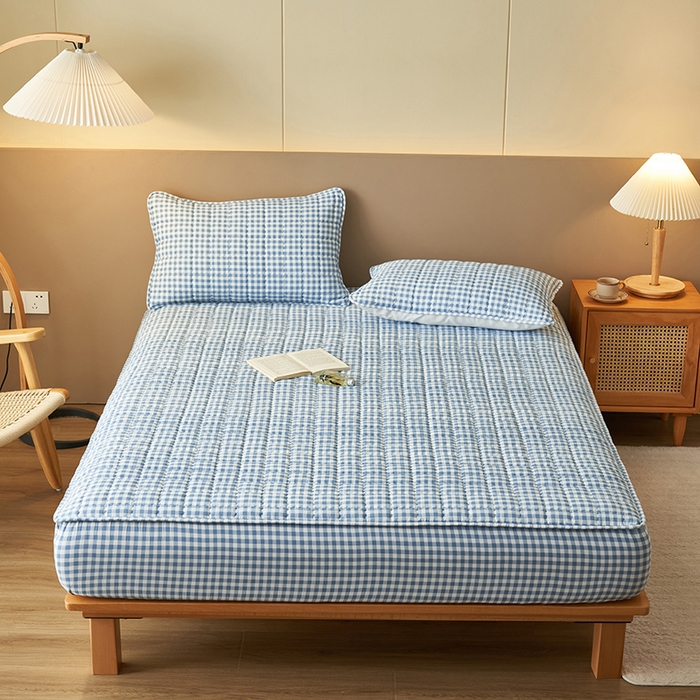 91家纺网 家纺一手货源 找家纺 （总）小萌虎2025新款无印风格水洗棉麻夹棉床笠