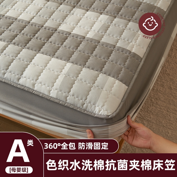 91家纺网 家纺一手货源 找家纺 （总）小萌虎2025新款无印风格水洗棉麻夹棉床笠