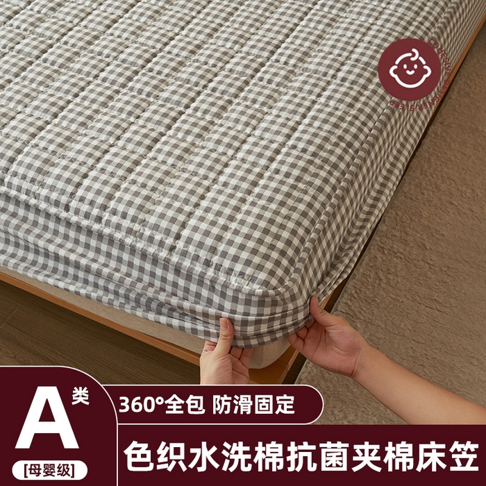 91家纺网 家纺一手货源 找家纺 （总）小萌虎2025新款无印风格水洗棉麻夹棉床笠