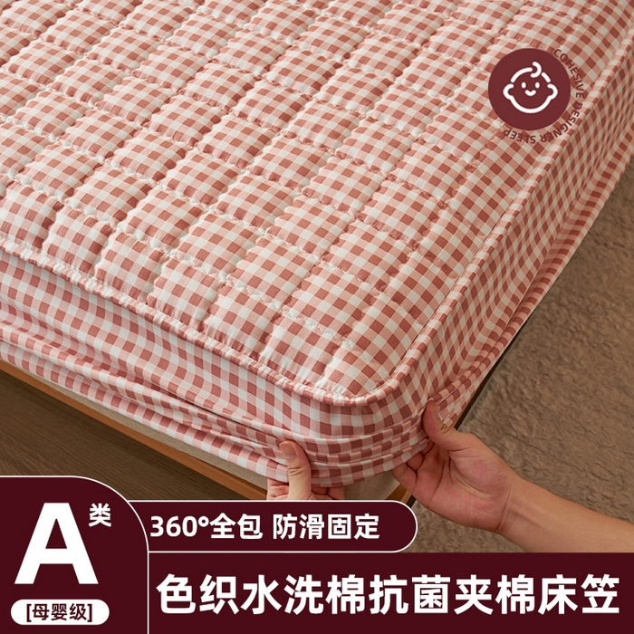 91家纺网 家纺一手货源 找家纺 （总）小萌虎2025新款无印风格水洗棉麻夹棉床笠