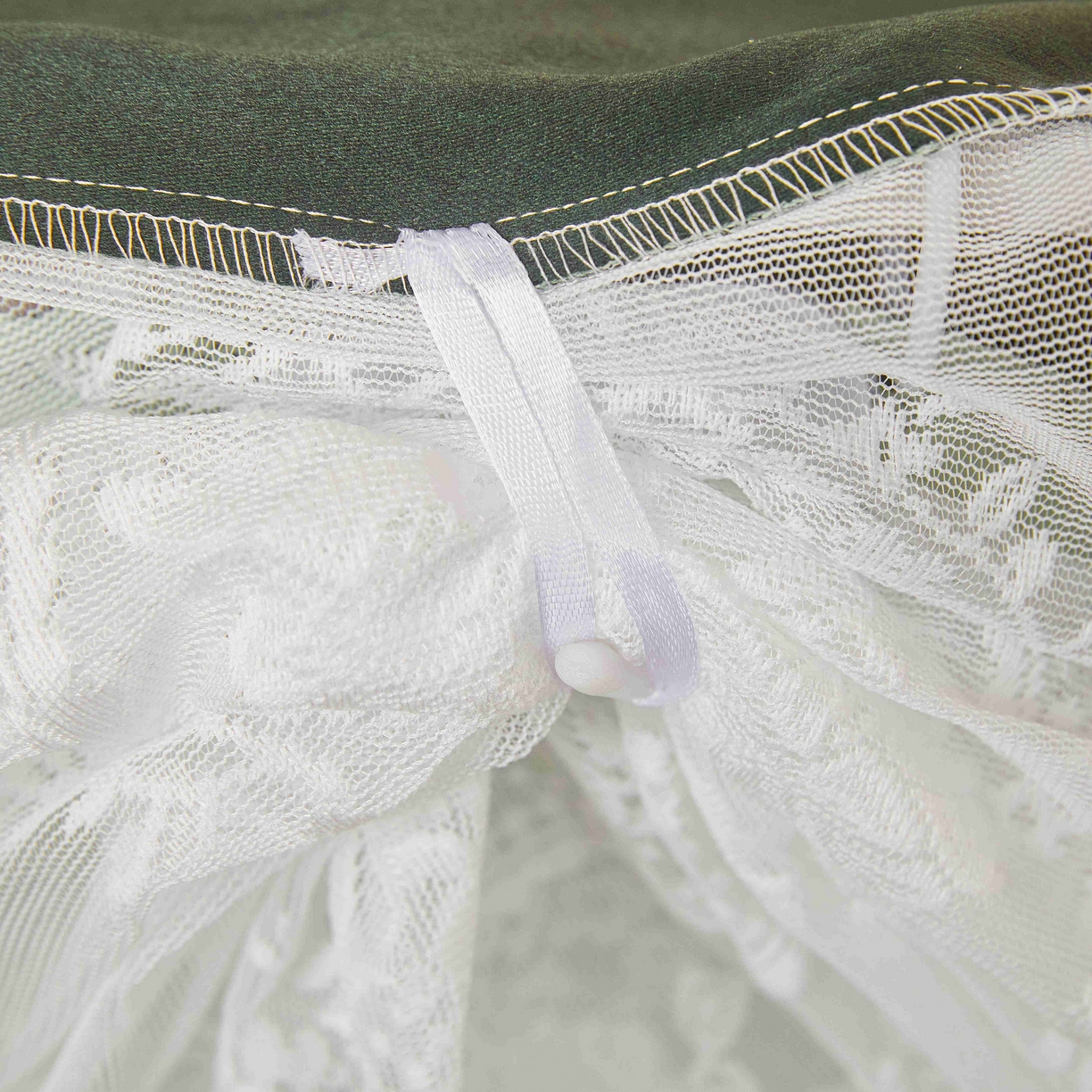 91家纺网 家纺一手货源 找家纺 卓尔居 2025新款学生遮光唯美蕾丝床帘-朝颜 朝颜-绿