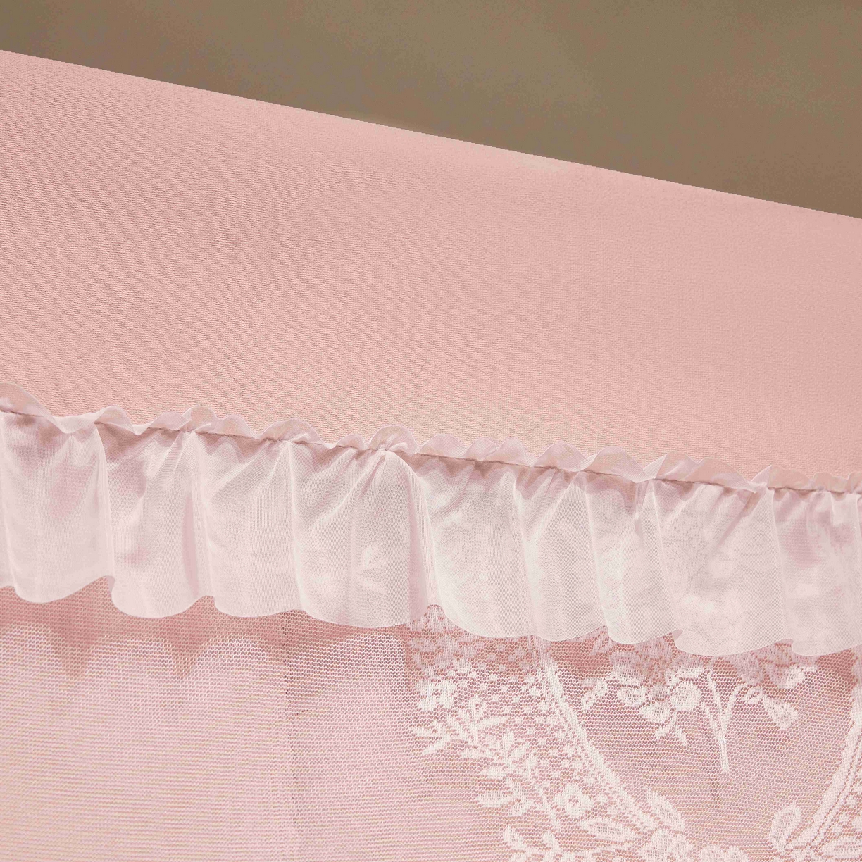 91家纺网 家纺一手货源 找家纺 卓尔居 2025新款学生遮光唯美蕾丝床帘-朝颜 朝颜-粉