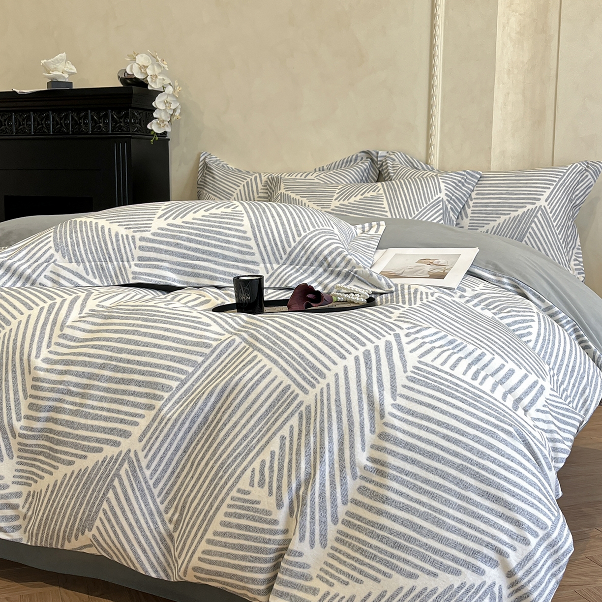 91家纺网 家纺一手货源 找家纺 （总）禾时 2025新款全棉超柔数码印花磨毛四件套（32x21磨毛）