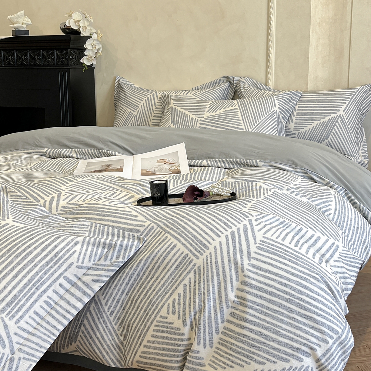 91家纺网 家纺一手货源 找家纺 （总）禾时 2025新款全棉超柔数码印花磨毛四件套（32x21磨毛）