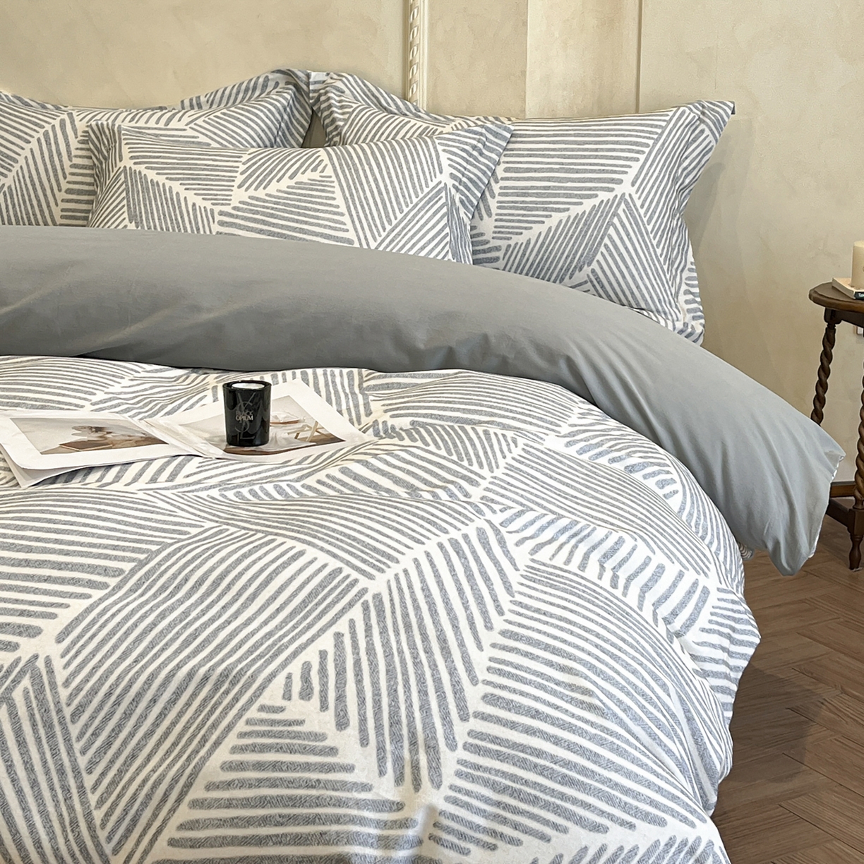 91家纺网 家纺一手货源 找家纺 （总）禾时 2025新款全棉超柔数码印花磨毛四件套（32x21磨毛）