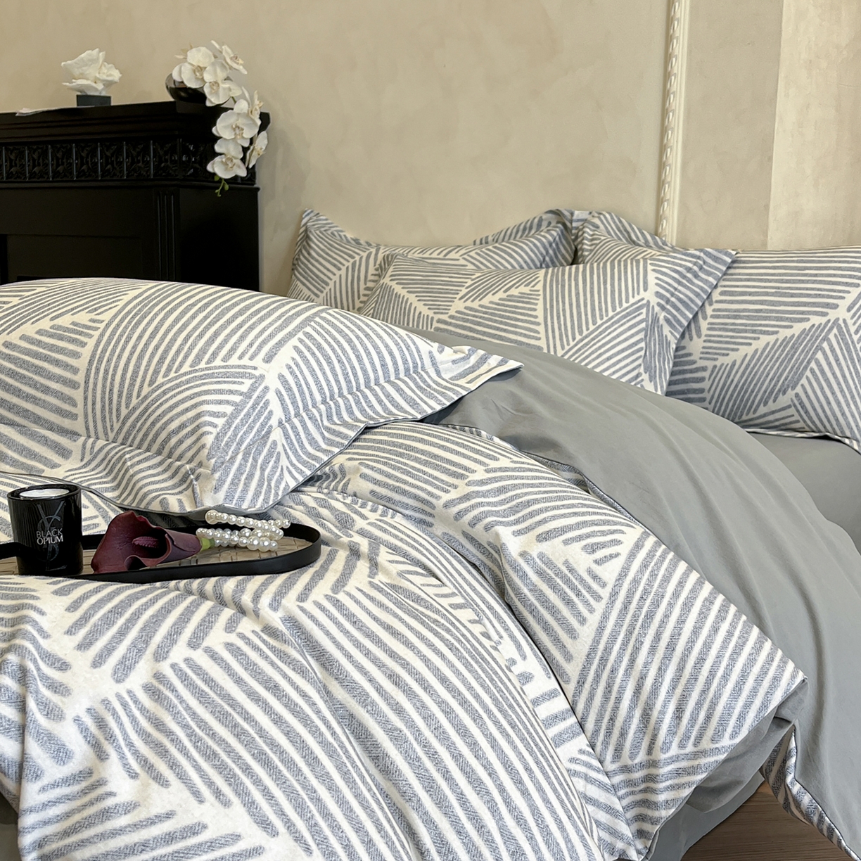 91家纺网 家纺一手货源 找家纺 （总）禾时 2025新款全棉超柔数码印花磨毛四件套（32x21磨毛）