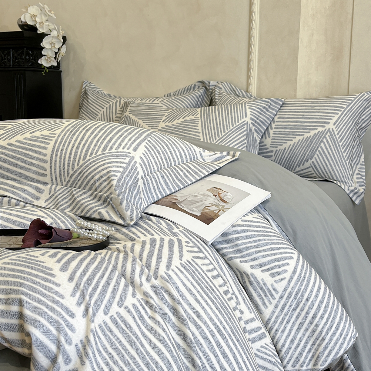 91家纺网 家纺一手货源 找家纺 （总）禾时 2025新款全棉超柔数码印花磨毛四件套（32x21磨毛）