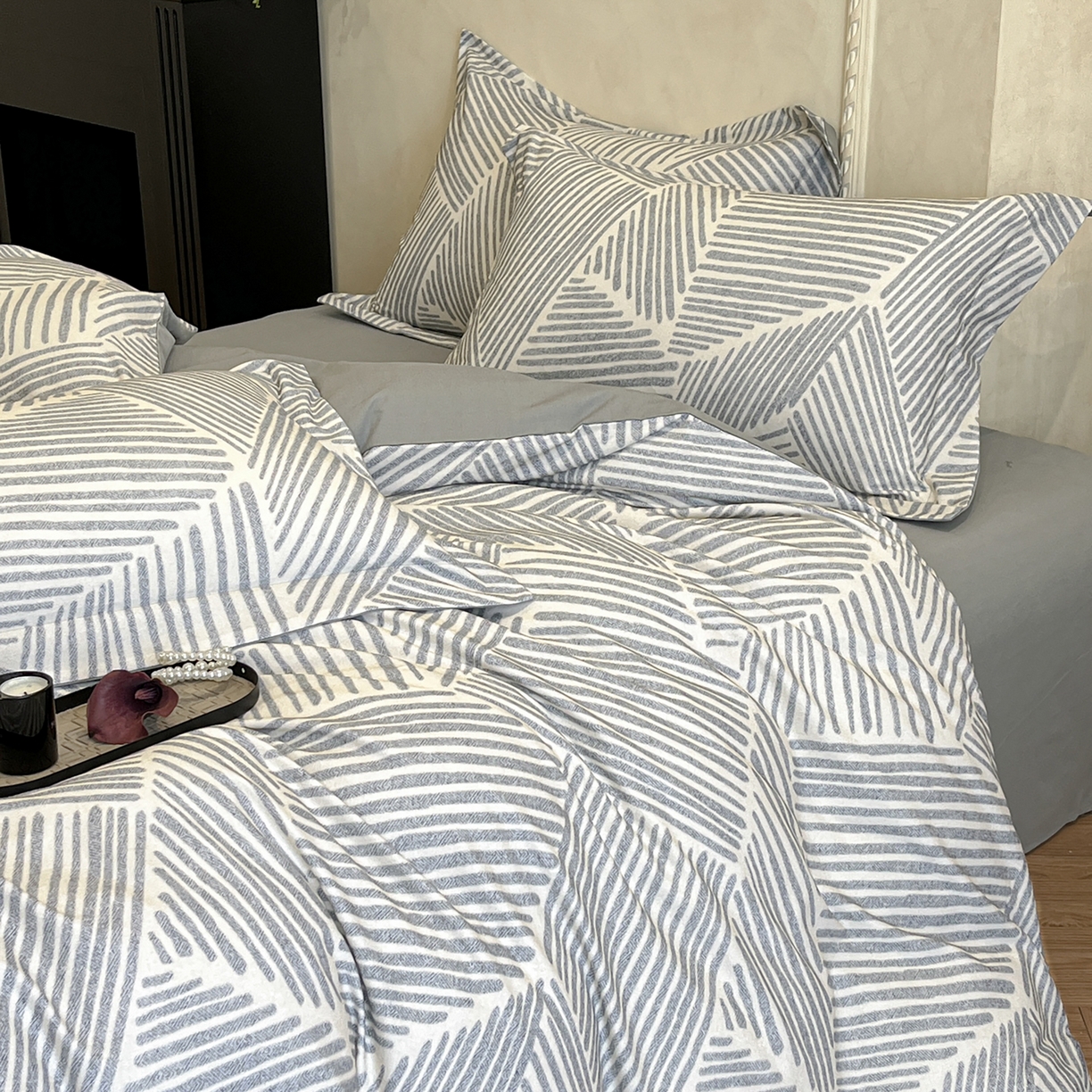 91家纺网 家纺一手货源 找家纺 （总）禾时 2025新款全棉超柔数码印花磨毛四件套（32x21磨毛）