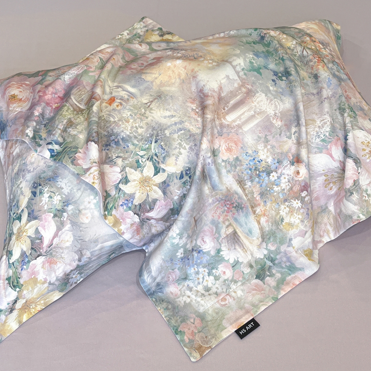 91家纺网 家纺一手货源 找家纺 禾时 2025新款全棉超柔数码印花磨毛四件套（32x21磨毛） 春水初生（紫）