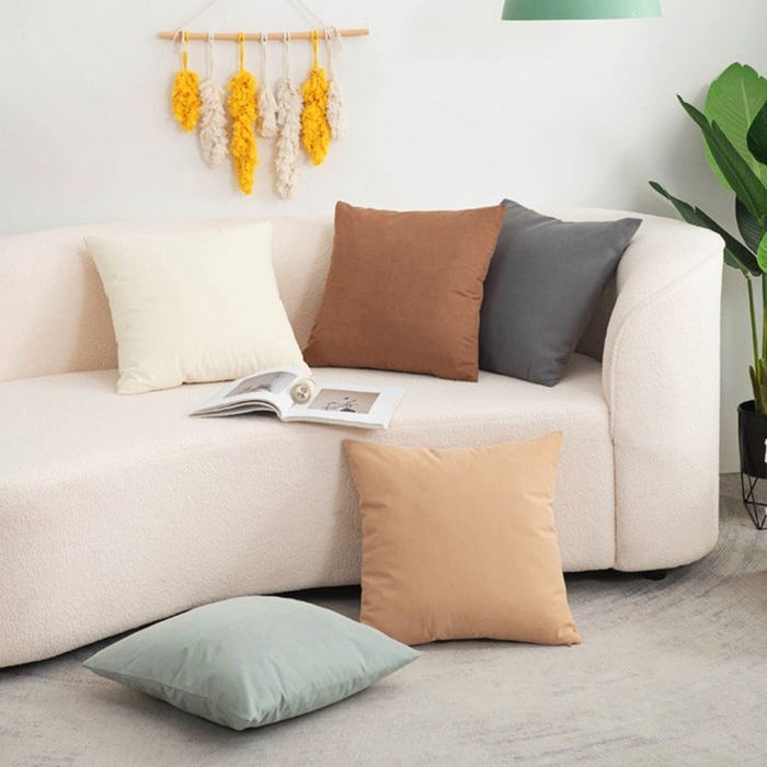 （总）新奇异 2025新款纯色绒麻抱枕靠垫 （支持定制）