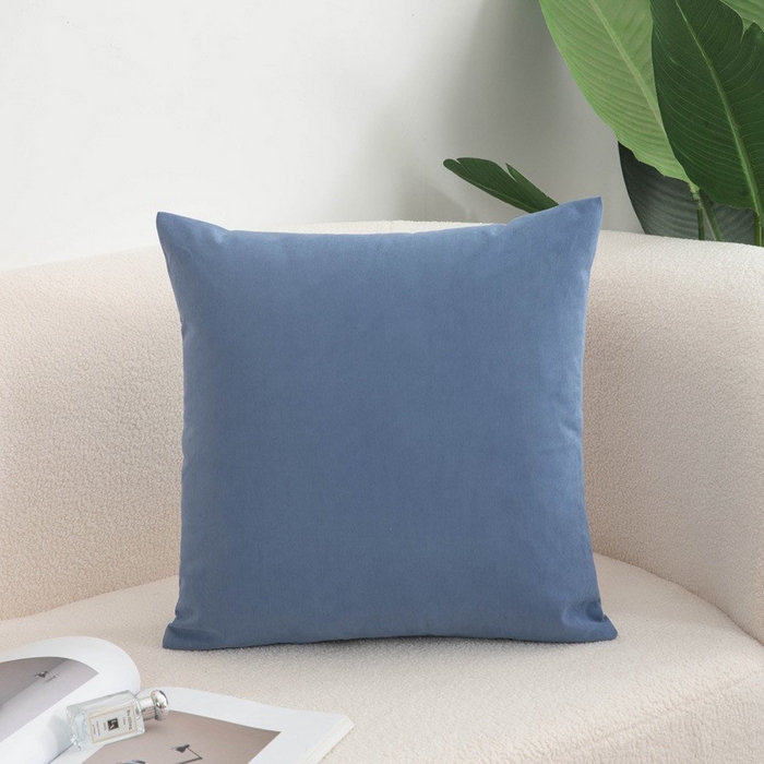 91家纺网 家纺一手货源 找家纺 新奇异 2025新款纯色绒麻抱枕靠垫 （支持定制） 纯色-蓝色