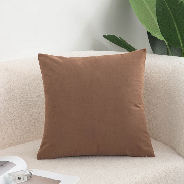 91家纺网 家纺一手货源 找家纺 新奇异 2025新款纯色绒麻抱枕靠垫 （支持定制） 纯色-咖色