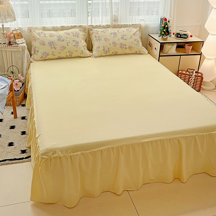 91家纺网 家纺一手货源 找家纺 （总）富米莱（原臻工厂） 2025新款全棉蝴蝶花边热销款韩式云感亲肤棉床盖床裙四件套