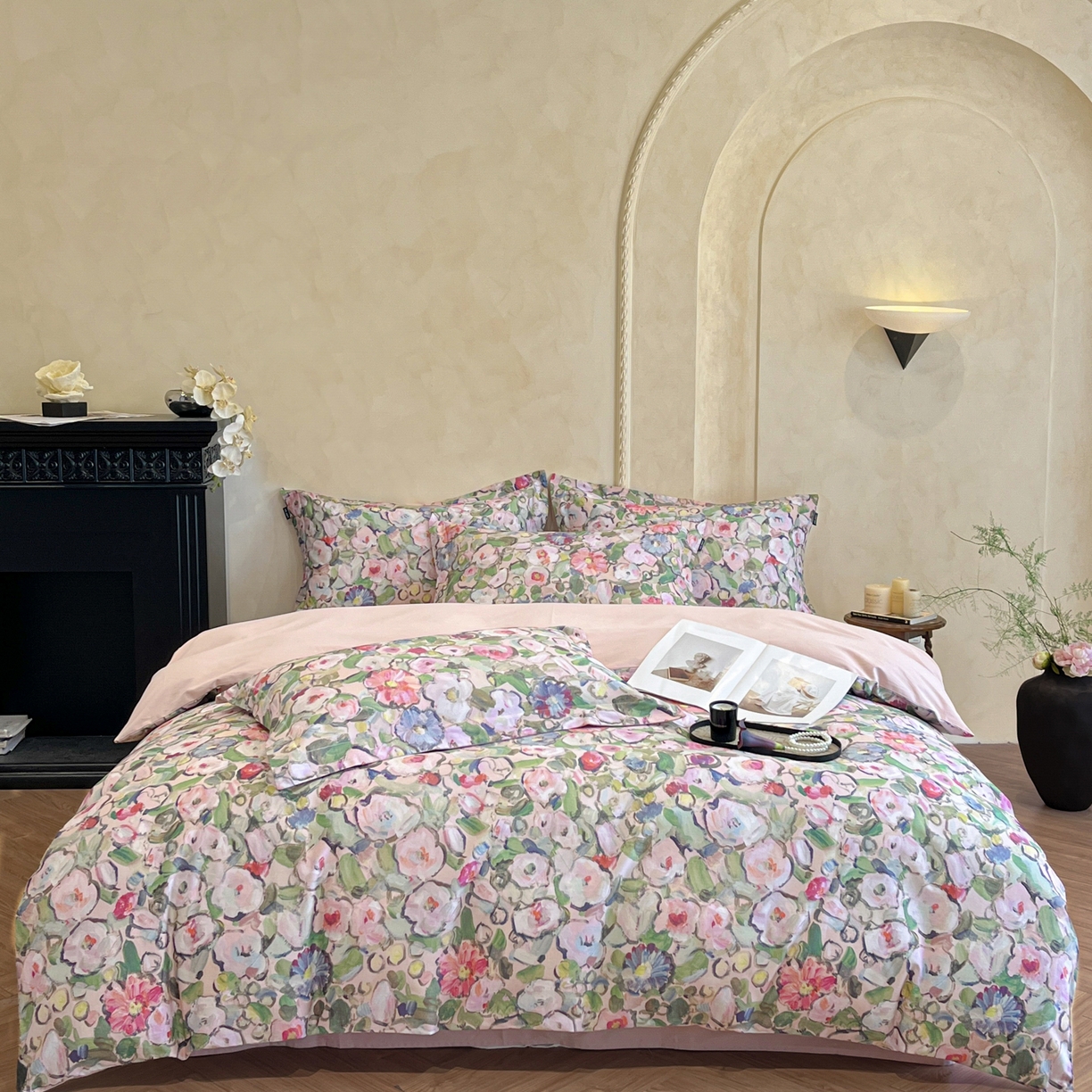 91家纺网 家纺一手货源 找家纺 禾时 2025新款全棉超柔数码印花磨毛四件套（32x21磨毛） 兰朵（绿）