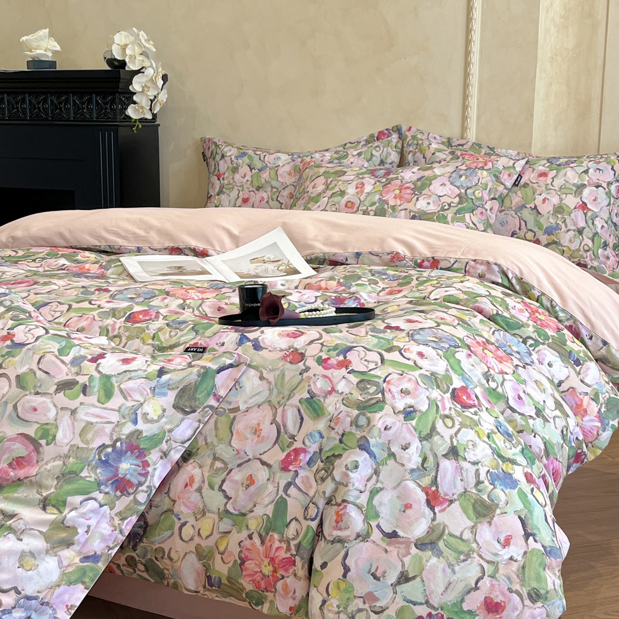 91家纺网 家纺一手货源 找家纺 禾时 2025新款全棉超柔数码印花磨毛四件套（32x21磨毛） 兰朵（绿）